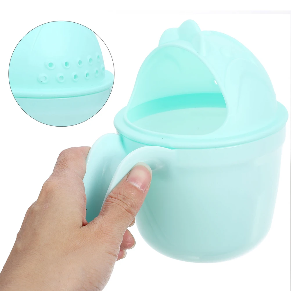 

2Pcs Baby Shampoo Rinse Cup Kids Bath Mug Toddler Shower Cap Green Handle Easy Control Hair Wash Bath Time Fun