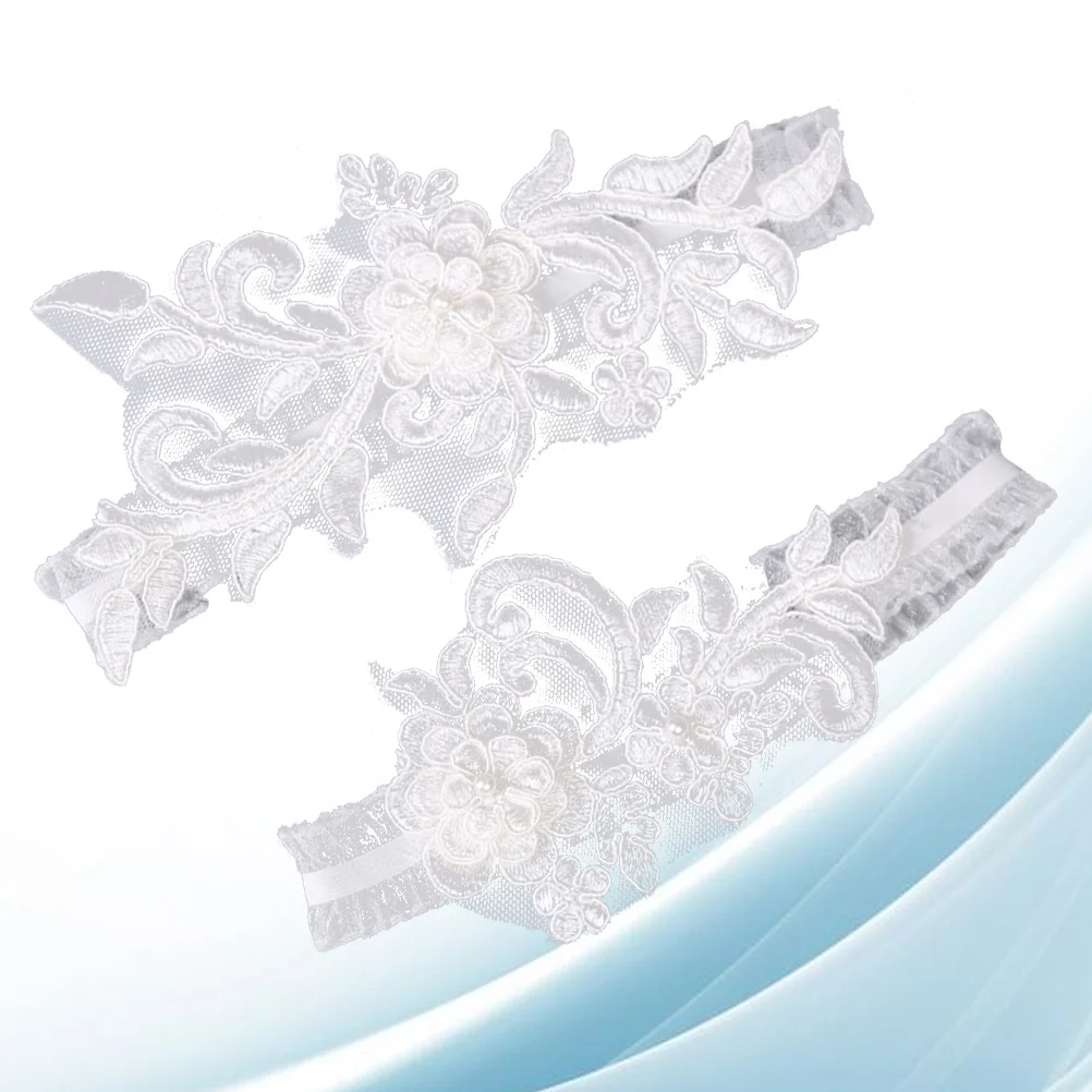 1 قطعة الزفاف العروس الرباط قابل للتعديل الدانتيل اللؤلؤ مزين لحفل الزفاف حفلة موسيقية هدية الأبيض 16-23 بوصة محيط الفخذ