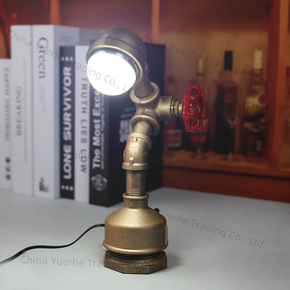 

Water pipe lamp American loft retro table lamp LED reading table personalized bedside lamp European and American standards