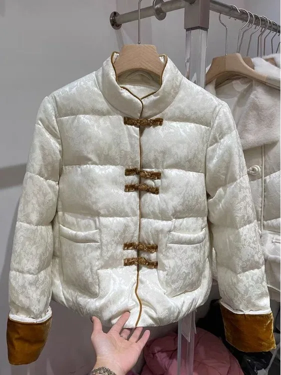 

Новый китайский хлопковый джет, женский зимний ретро дзен Sle на пуговицах, улучшенный костюм Тан, теплое хлопковое пальто