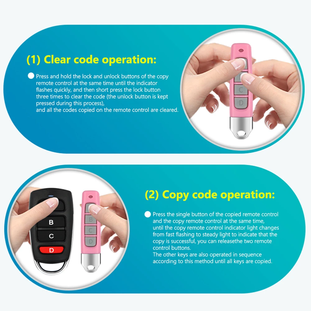 433MHz Copy Remote Control RF 4 CH Transmitter KeyChain Garage Door Electric Gate Opener Duplicator Cloning Code Controller