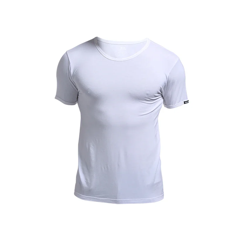 1 قطعة ملابس داخلية للرجال مشروط الصيف تي شيرتات قصيرة الاكمام رقيقة مستديرة الرقبة ضيق سليم صالح تانك القمم الرياضة بلون قميص #3