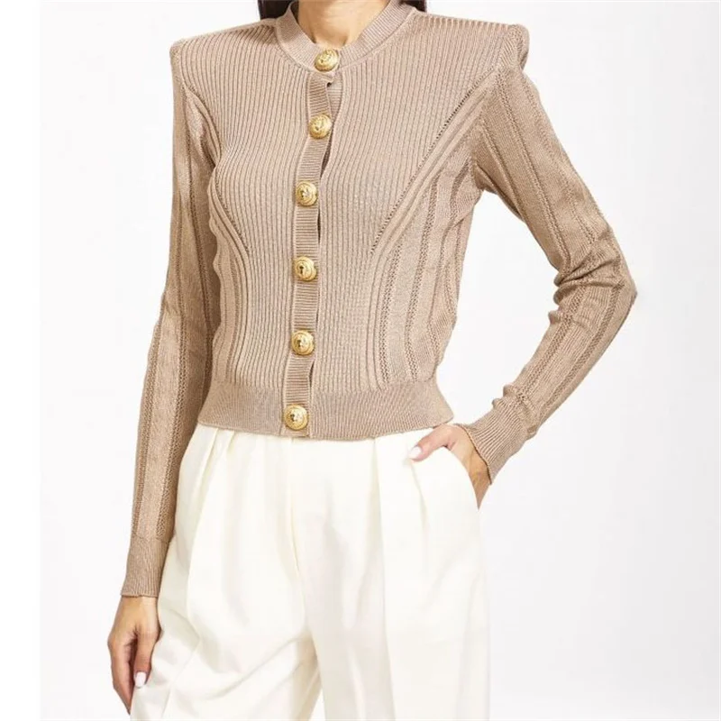 Spring 2023 New in Sweaters For Women Korean Fashion Round Neck Knitting Cardigan Big Name Long Sleeve Top y2k Stretch Pullover