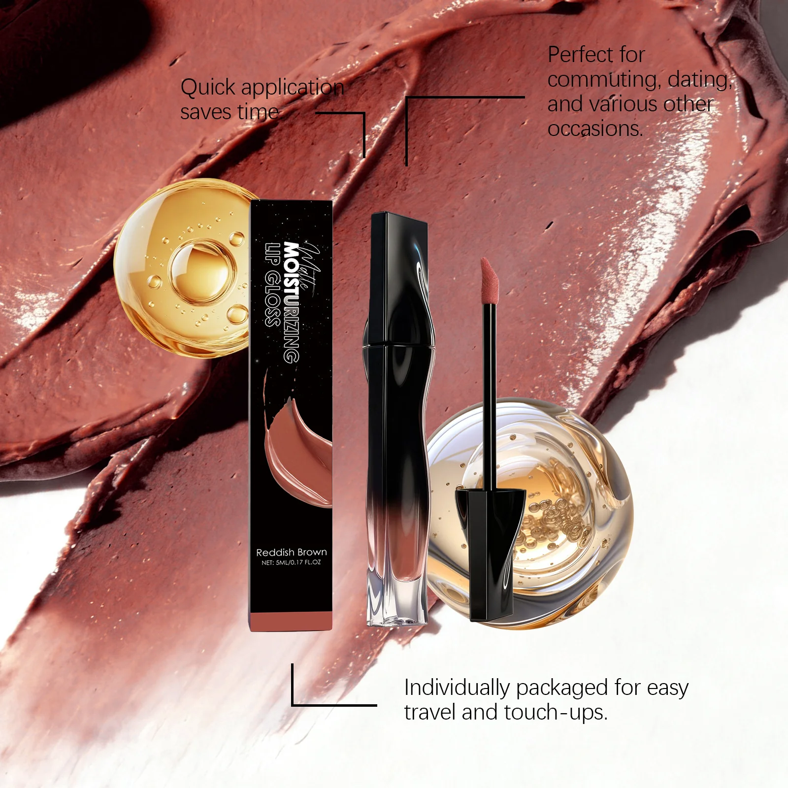 Matter Lipgloss, wasserfest, schweißfest, langlebig, glatte Textur, Lippenvolumen-Verstärkung, feuchtigkeitsspendender roter Lippen-Matt-Lippenstift