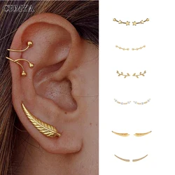 CRMYA Gold color Climber Earrings for Women CZ Zircon Piercing Women Ear Jackets 2022 Fashion Jewelry Accessories Wholesale