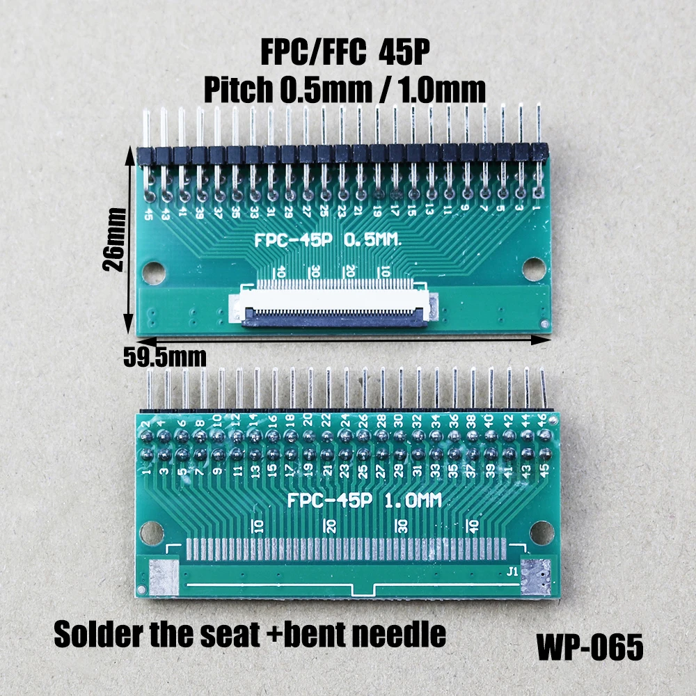 

1Pce FPC/FFC adapter board 1.0mm/0.5mm connector welded bent needle 45P flexible cable adapter board