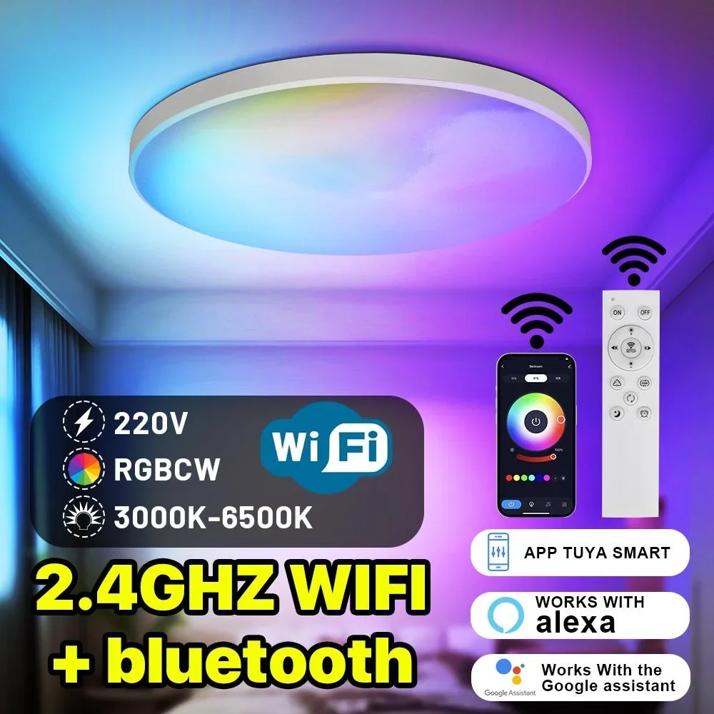 

30W WIFI Smart LED Ceiling Lamp Dimming RGB Panel Light APP Control Ceiling Lamp Light with Alexa Google Assistant for Bedroom