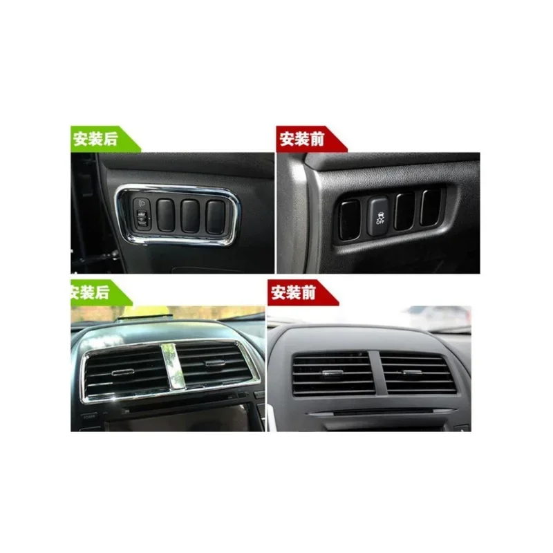 Decorative Air outlet conditioning Cover stainless steel frame Car Accessories 4pcs/Set For Mitsubishi ASX 2011 2012 2013