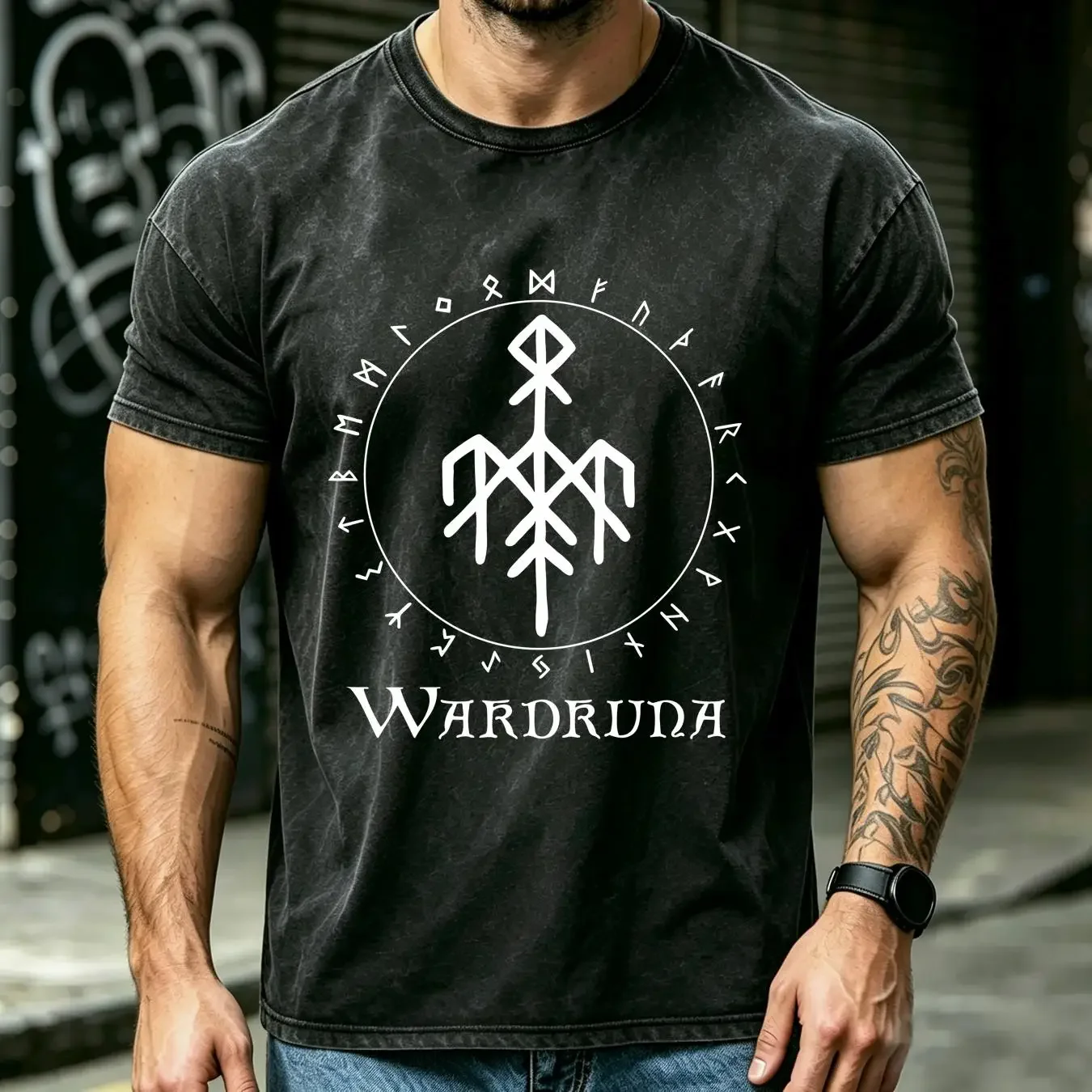 washed T Shirt NWT Wardruna Norwegian Nordic Folk Rock Band Art Logo SIZE S 4XL long or short sleeves vintage Washed fashion