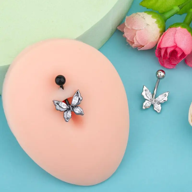 Professional Piercing Stainless Steel Belly Button Rings Cross Flower Bow Dangle Navel Jewelry for Music Festival Wear