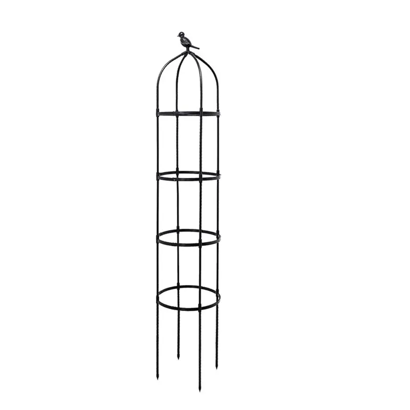 

A93Z Adjustable 6FT Metal Garden Obelisk Trellis For Climbing Plants Outdoor With 3 Decorative Top Plant Supports