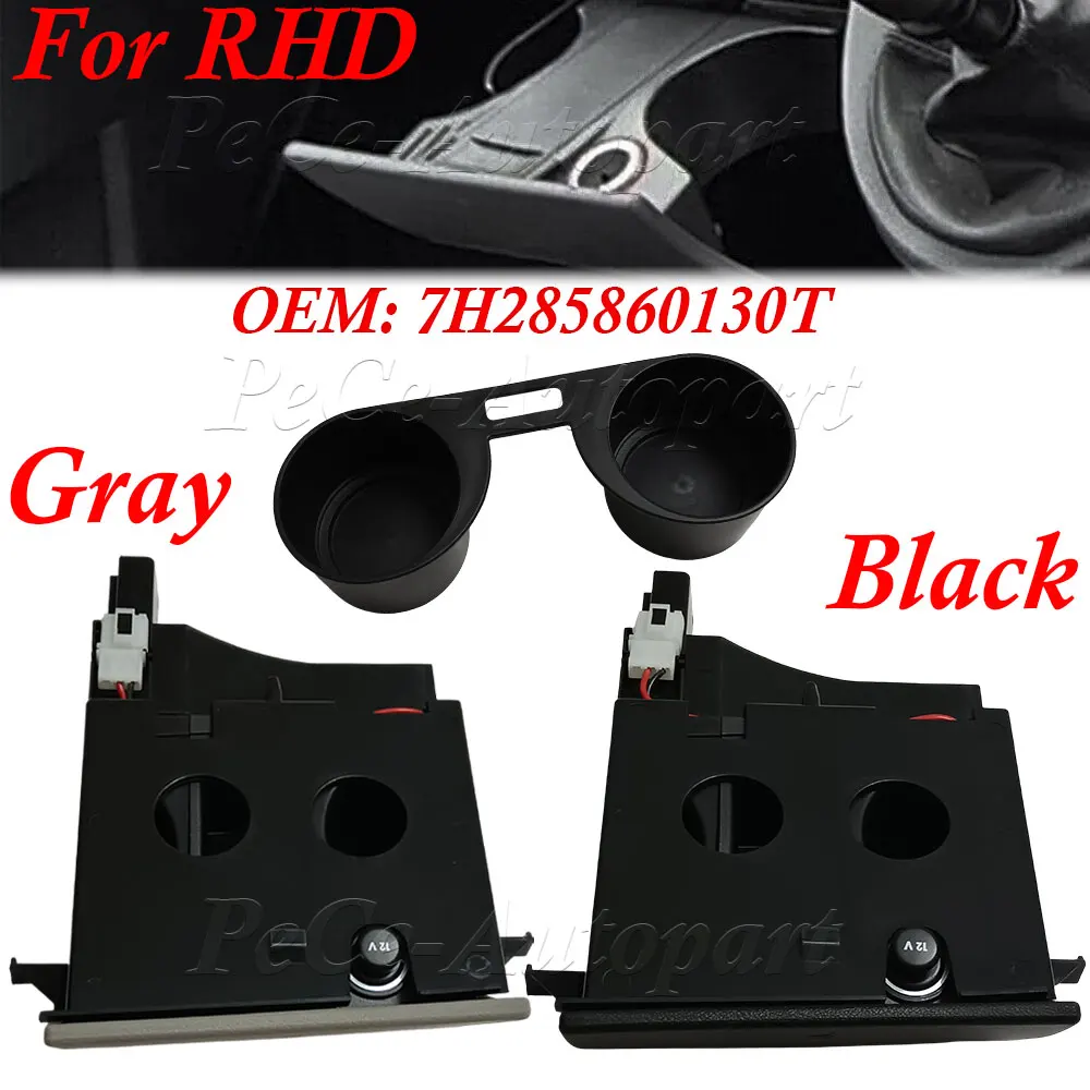 Right-hand Drive Grey/Black Center Console Cup Holder For VW T5 Transporter Ashtray Front Drink Water Cup  7H285860130T