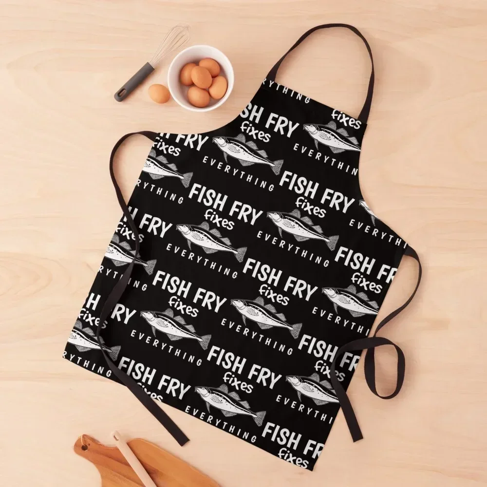 

Funny Everything Fish Fry graphic Apron Barista men's barbecue Woman Kitchens beauty master Apron