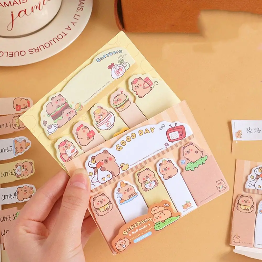 Letter Capybara Index Tabs 90 Sheets Multifunction Memo Pad Paper Stationery Message Paper Cartoon Sticky Notes Classification