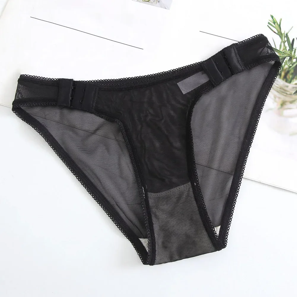 Women Arrival Side Buckle Ultra-Thin Sexy Underwear Woman Erotic Lingerie Sexy Adjustable Elastic Panties Mesh Sheer See Through