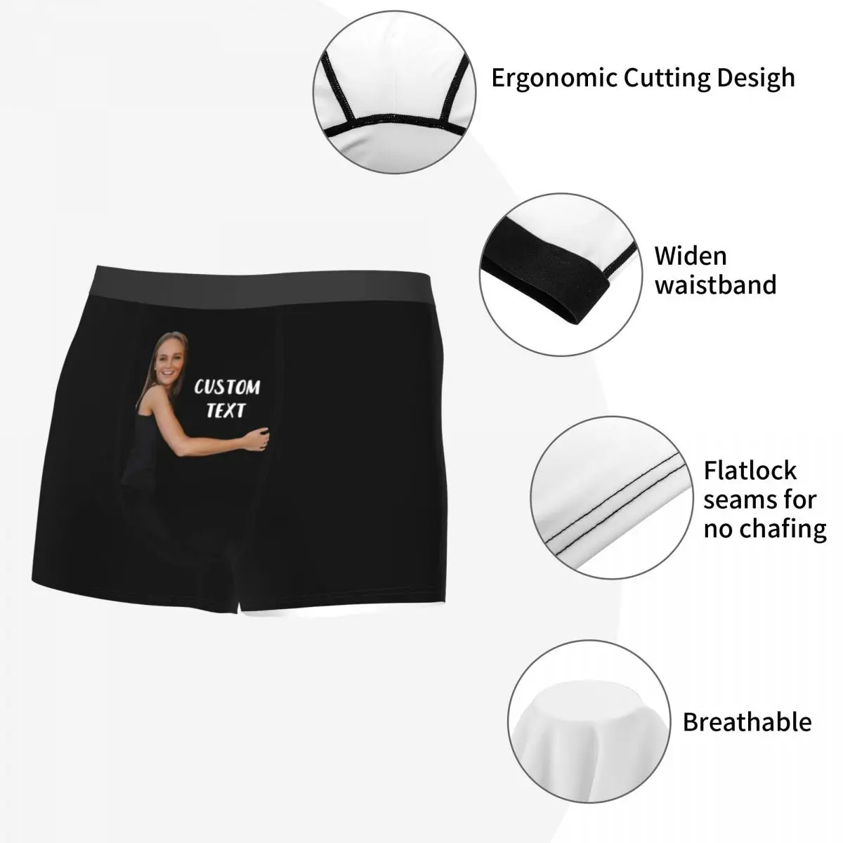 Boxer Valentine\'s Day Gifts Custom Photo Shorts Panties Briefs Men Long Underwear Personalize Breathable Underpants for Male