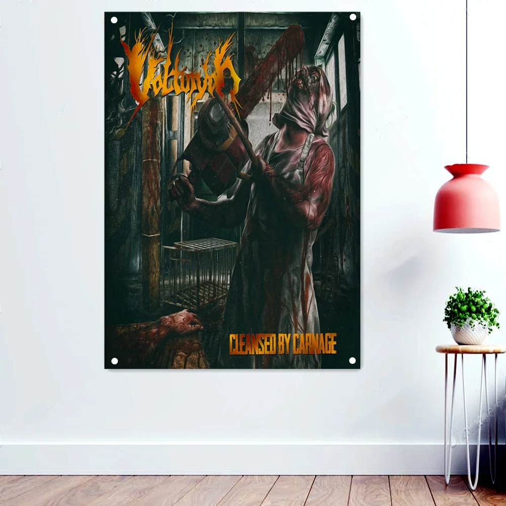 CLEANSED BY CARNACGE Disgusting Art Banners Hanging Cloth Home Decoration Death Metal Music Posters Wall Art Rock Band Icon Flag