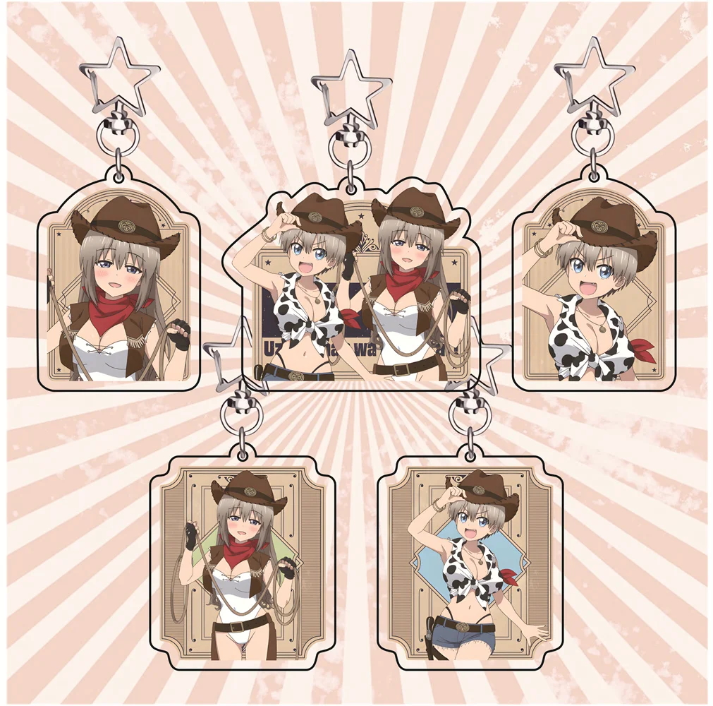 Uzaki-chan will plötzlich platzieren! 6cm Cowboy-Themen Acryl-Schlüsselanhänger Anime-Anhänger Taschenanhänger Sammlerstück Geschenk für Fans