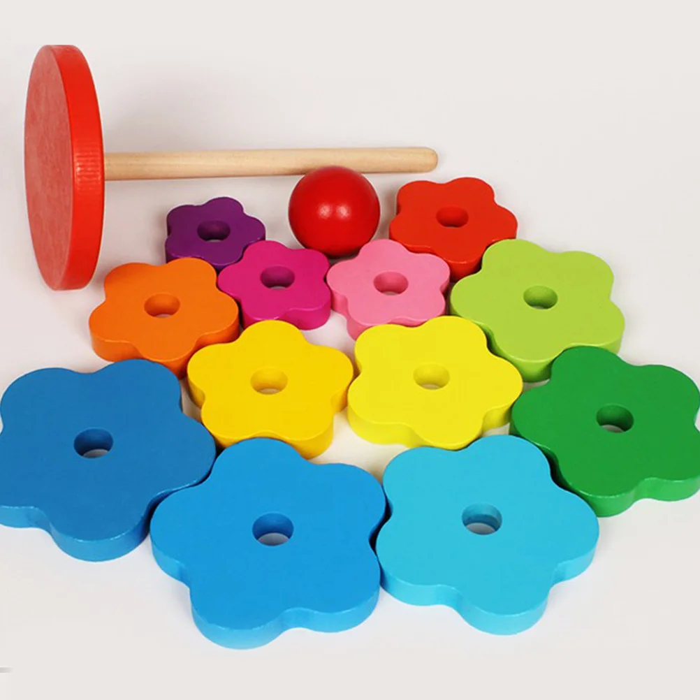 1 مجموعة خشبية قوس قزح كتلة العمود لعبة أطفال التعليمية اللبنات التعلم المبكر اللعب تطوير المهارات الإبداعية