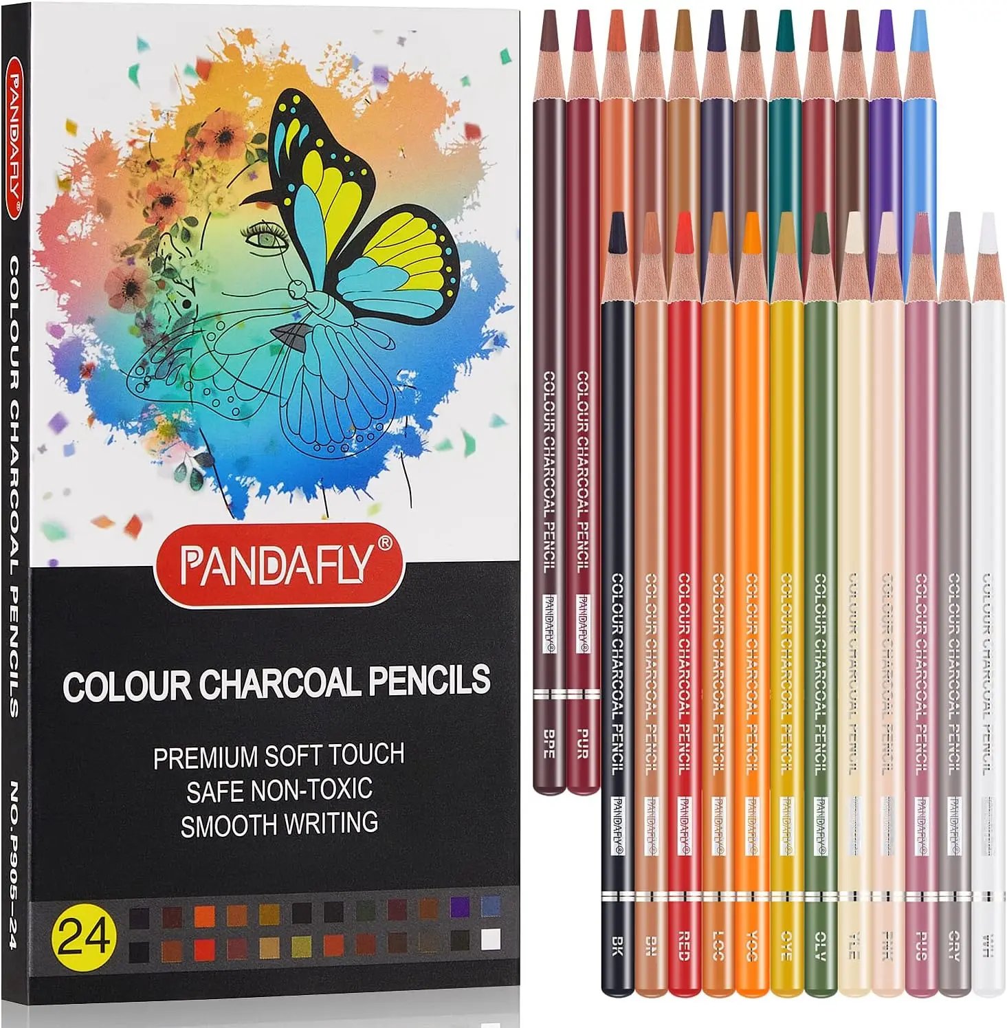 

Professional Skin Tone Charcoal Pencils Set, 24 Colors for Sketching, Shading & Blending