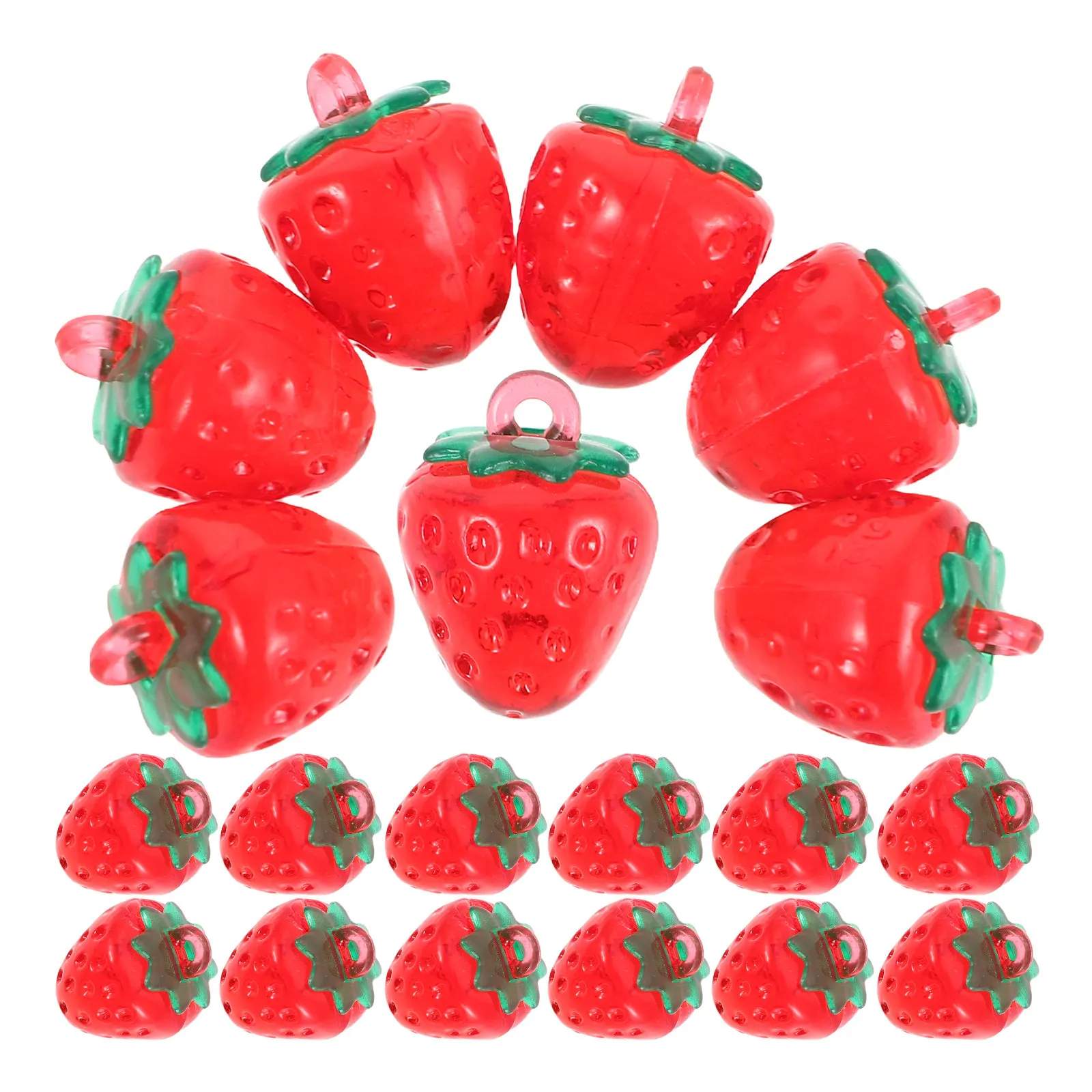 

50pcs Resin Strawberry Charms For Diy Jewelry Making Pendants With Hole Lightweight Fruit Beads 3D Design Crafts Accessories