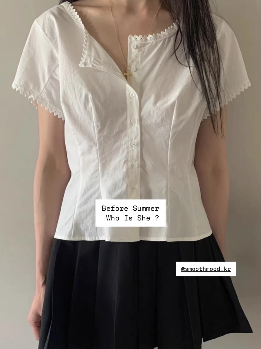 

Ele кружевная отделка круглая Ne ort Sve irt гладкий хлопок для поездок на работу женский топ премиум-класса Faion летнее новое поступление