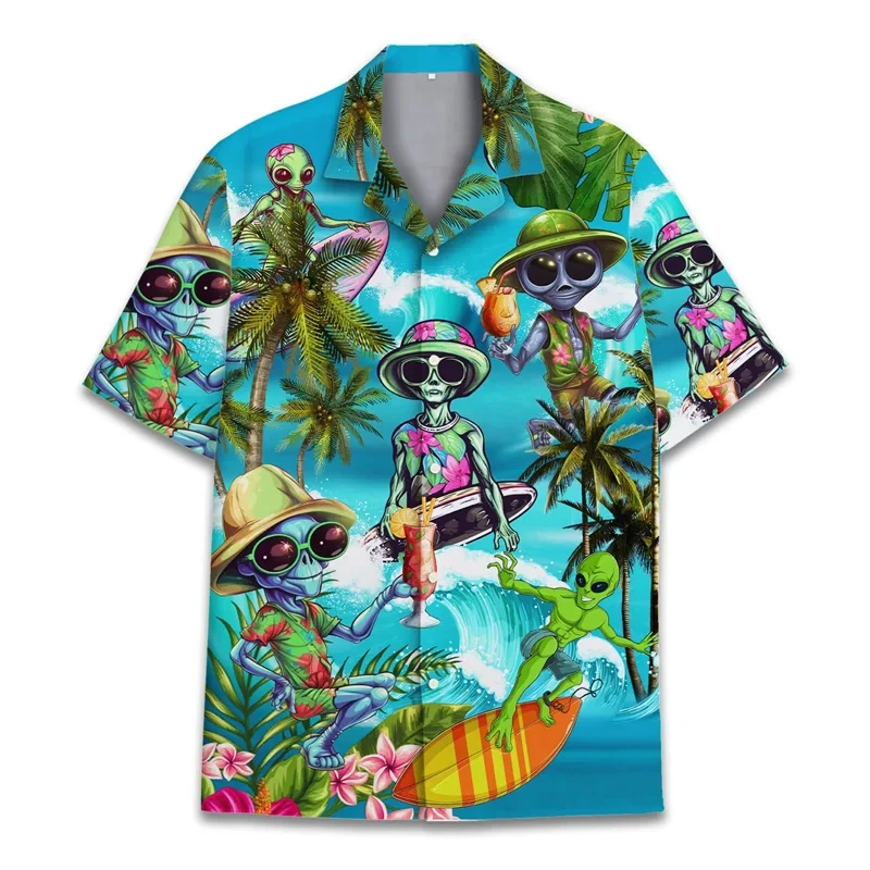 Men\'s Shirt Hawaiian pattern 3D Print Men\'s Clothing 2024 Summer New Casual Hawaii Beach Hawaiian Harajuku Fashion Holiday Shirt