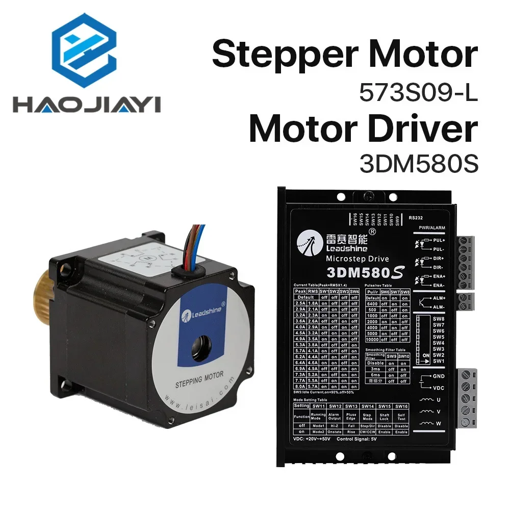 Leadshine 3 Phase Stepper Motor 573S09-L-18/573S15-L-18+Stepper Driver 3DM580  for CO2 Laser Engraving Cutting Machine