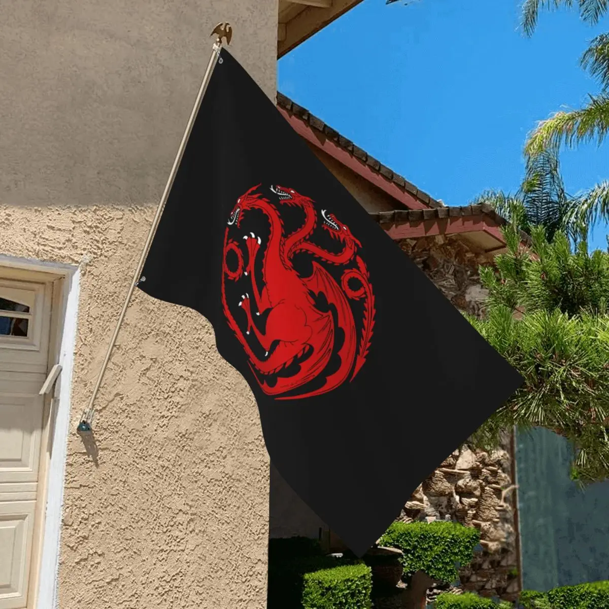 90X150cm spanduk Rumah Targaryen bendera Dragonstone 3x5ft spanduk kustom luar ruangan