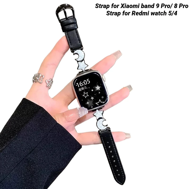 

Leather Strap For Xiaomi band 9 Pro Sport Watchband for Redmi watch 5/4 Smartwatch Belt Woman Wristband Correa Bracelet