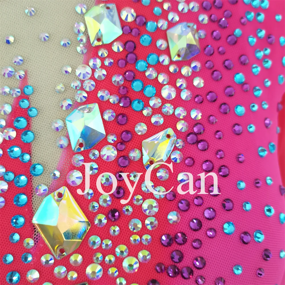 JoyCan-فستان التزلج على الجليد للفتيات ، دنة وردي ، شبكة مطاطية ، ملابس الرقص المنافسة ، حسب الطلب
