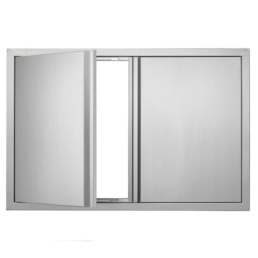 

BBQ Access Door 36W x 24H Inch Double Outdoor Kitchen Door Stainless Steel Flush Mount Door Wall Vertical Door with Recessed Ha