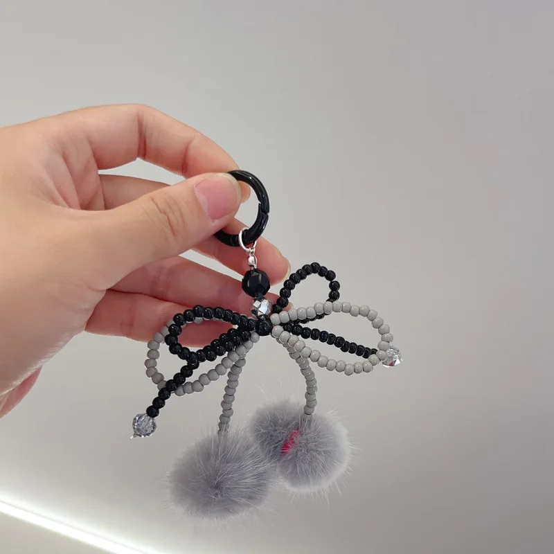 Original New Autumn/Winter Bow Hairball Mobile Chain Little Red Book Mobile Rope Digital Hanging Rope Creative Pendant