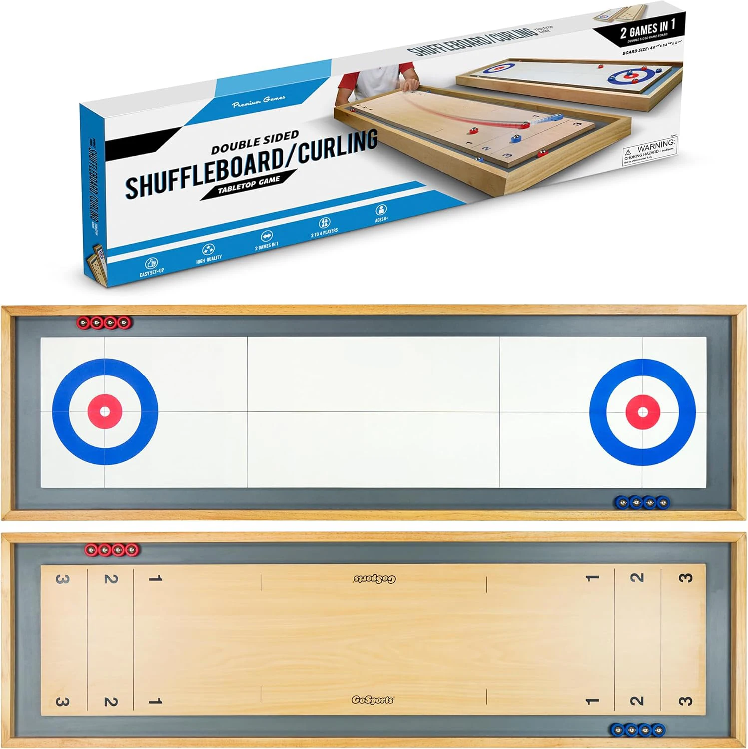 

Most Popular 2-in-1 Wooden Tabletop Shuffleboard Game for Indoor Sports & Entertainment
