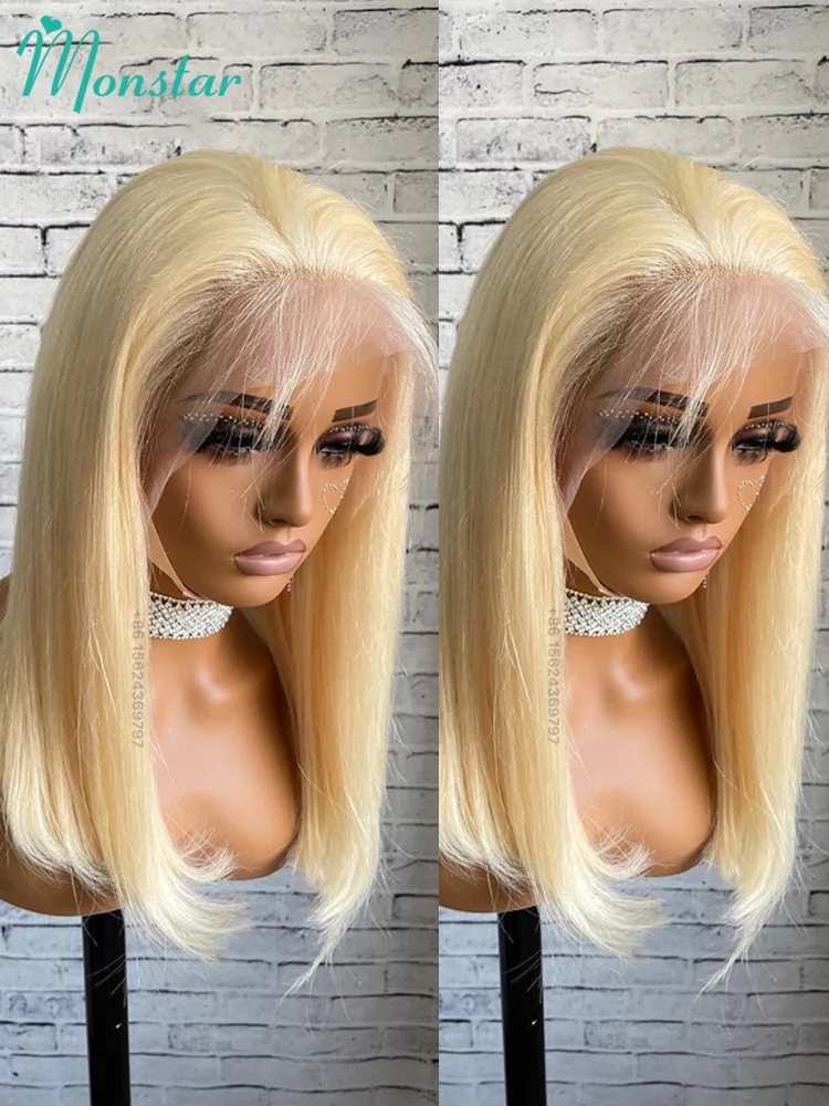 5x5 13x4 13x6 613 loira bob peruca de cabelo humano peruca frontal do laço brasileiro em linha reta bob peruca dianteira do laço peruca de cabelo
