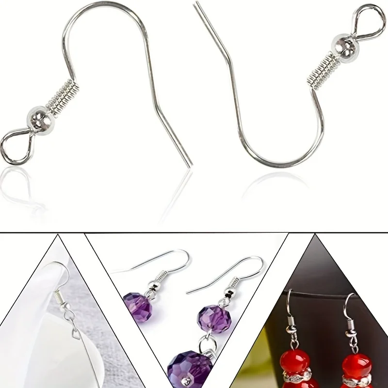 120pcs Silvery Earring Hooks Hypoallergenic Silver Jewelry Making Supplies Findings Ear Wires Fish Hooks Nickel Free