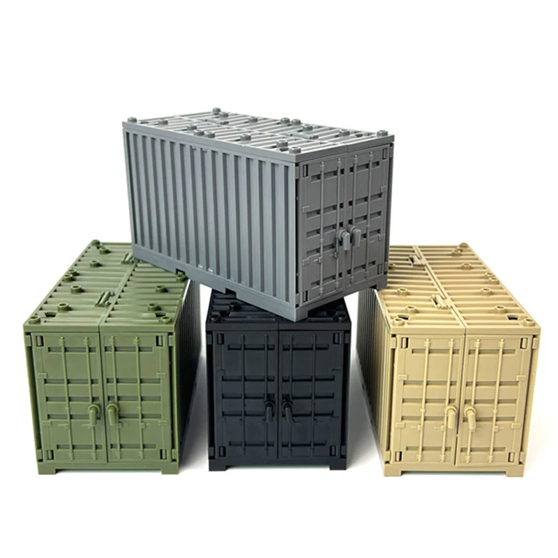 Military Container Scene Building Block Accessories Toys Harbour Wharf Freight Center