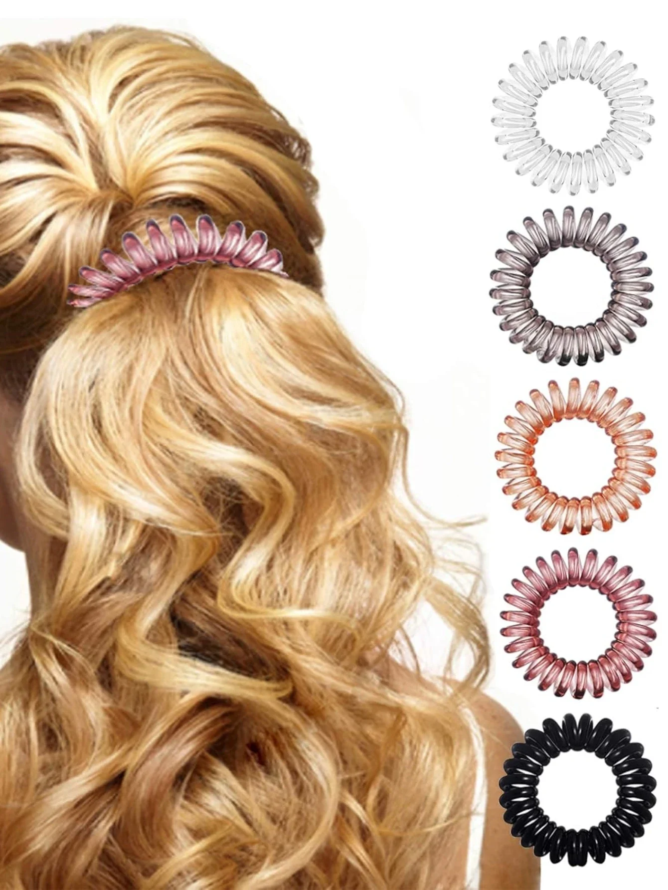 

18 Pack Hair Elastics, No Crease Spiral Hair Bands Multi Color Waterproof Phone Cord Hair Scrunchies