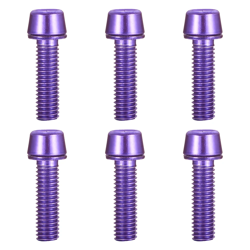 Bike Screws Set Of 6 M5*18mm Stem Bolts Stainless Steel Front Fork Setting Stem Riser Screw In Bolts Titanium-plated Colorful