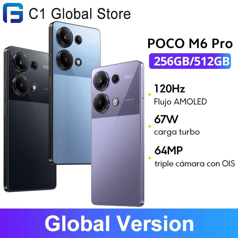 POCO M6 Pro Smartphone Global Version Helio G99 Ultra 64MP Triple Camera 67W turbo charging 5000mAh battery 120Hz AMOLED Display