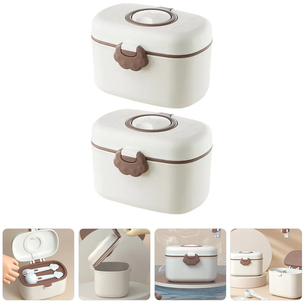 

2Pcs Formula Container Portable Milk Powder Dispenser Leak Proof Double Layer Sealed Storage Holder for Travel Outdoor Baby