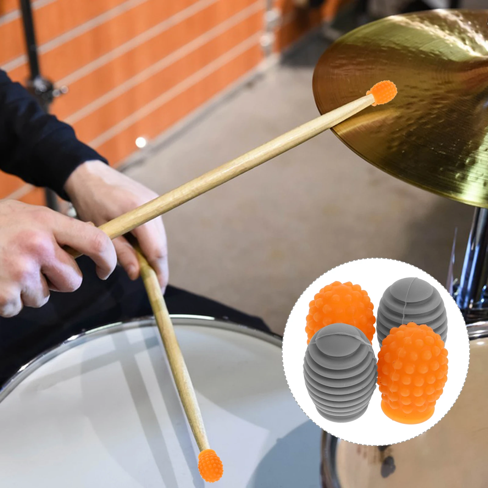 

4pcs Mute Practice Tips Noise Reducing Caps Silent Drumstick Mute Tips Drumstick Accessories Caps Protect Ends