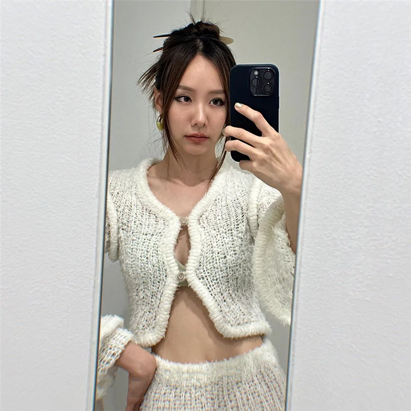 

Осень 2023, модный тренд, женский новый кардиган с длинными рукавами и v-образным вырезом, облегающий вязаный универсальный топ