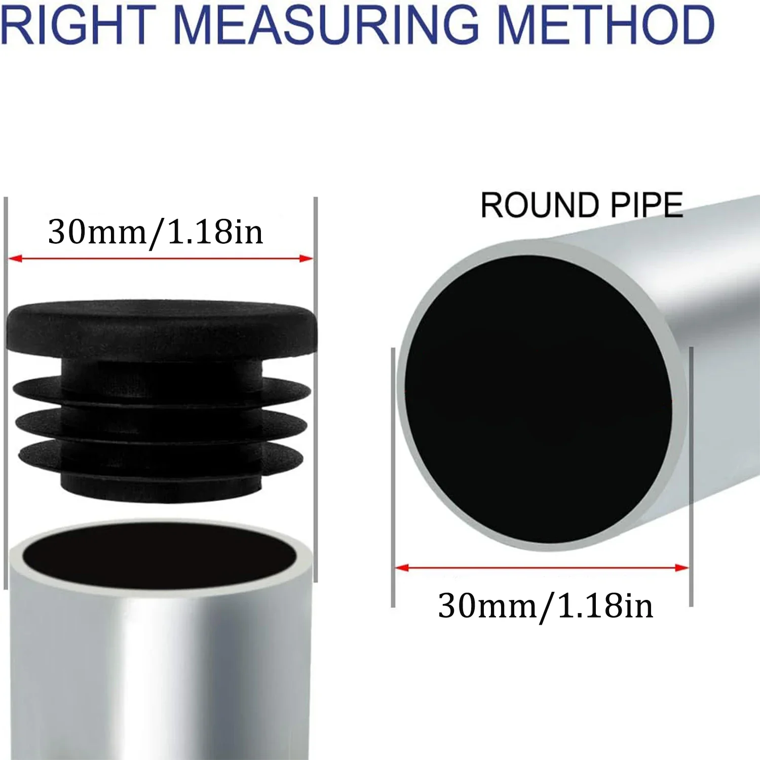 8-40Pcs Black Round Plastic Tube Caps, Furniture Leg Pipe Inserts Bung Plugs, Anti-Scratch Floor Protector Stoppers