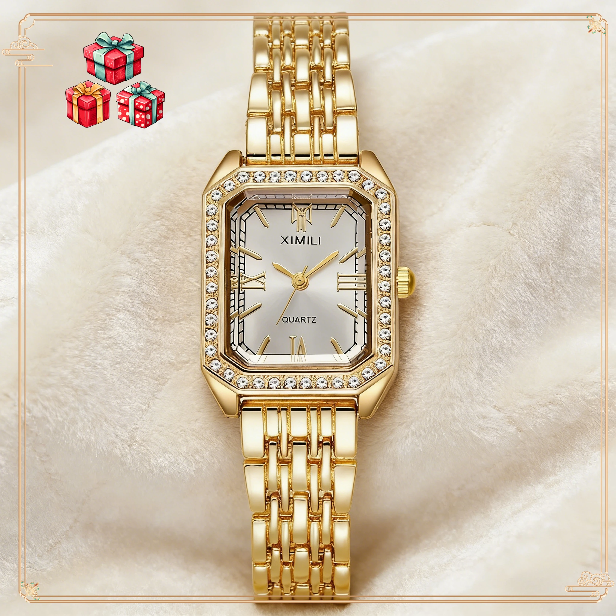 

2026 Fashion Women Watch Light Luxury Gold Diamond Quartz Business Casual Female Student Simple Brand Wristwatches Elegant244