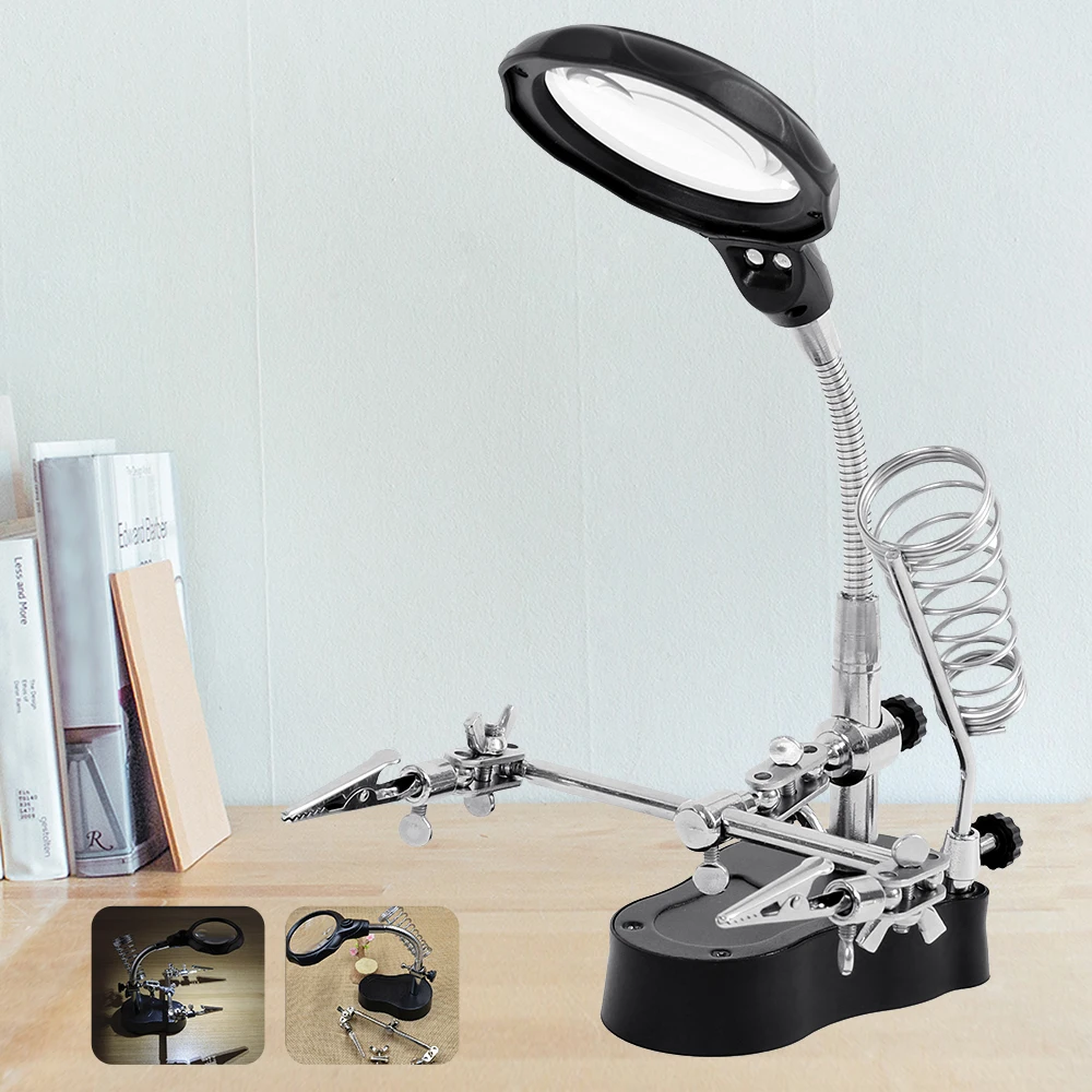 LED Magnifying Lamp Daylight Lamp 5X Magnifying Glass Cold Light Adjustable Magnifying Glass with Light for Reading Crafts