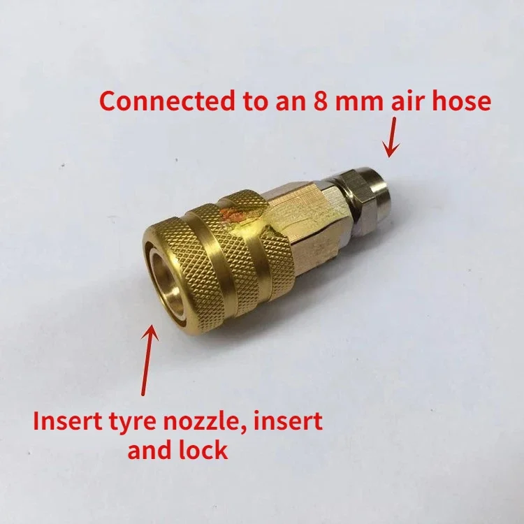 Tire Inflation Self-locking Chuck 8mm Air Pipe Joint Pressure Gauge Inflation Nozzle Lock