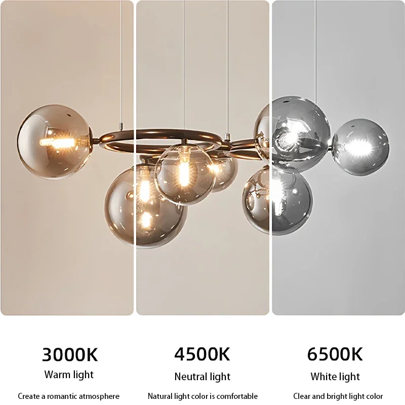 Nordic Grey Crystal Ball Chandelier Modern Creativity For Living Room Bedroom LED Chandeliers Modern Pendant Lights Home Decor