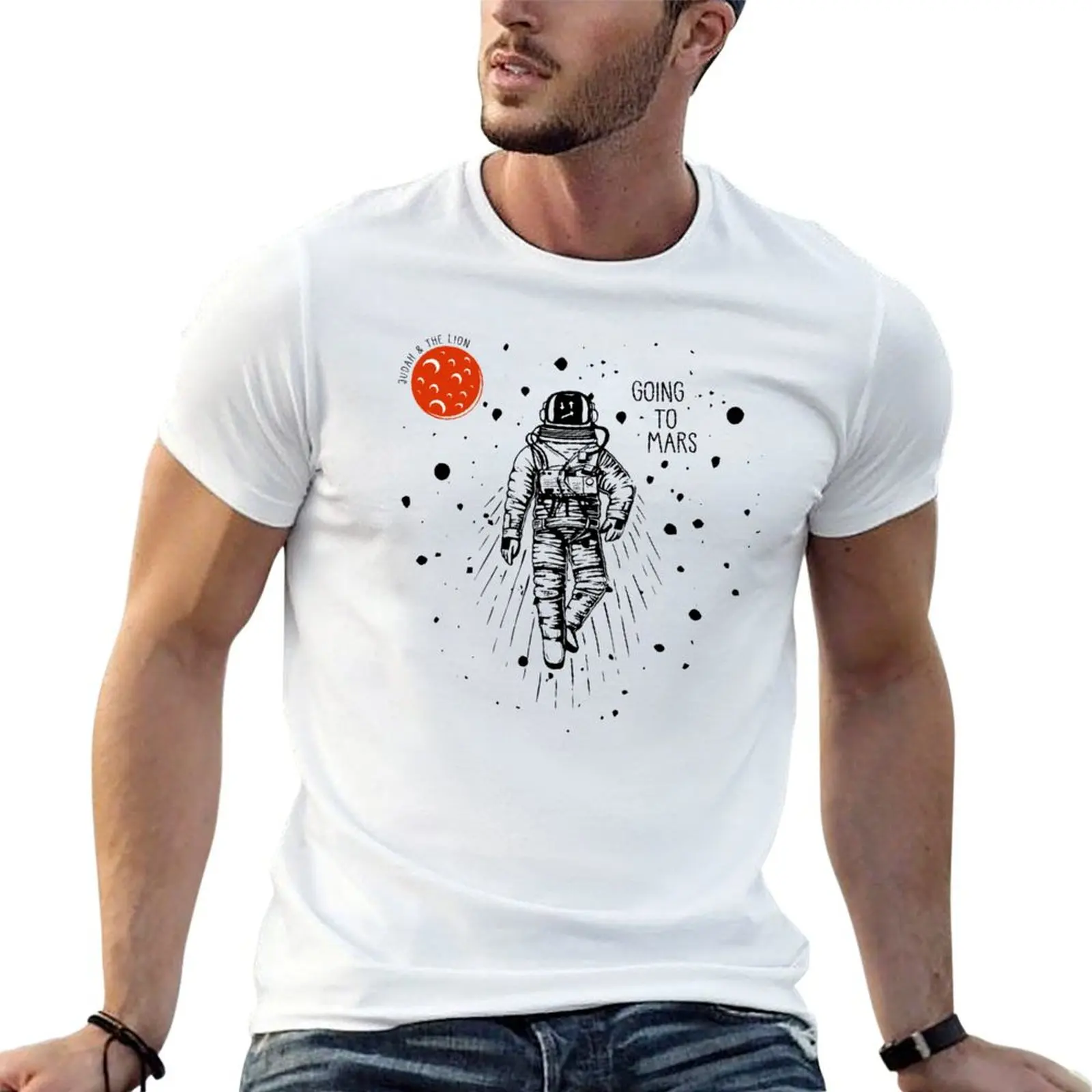 Judah and The Lion Going To Mars Astronaut T-Shirt Art Pattern Printed Casual Top