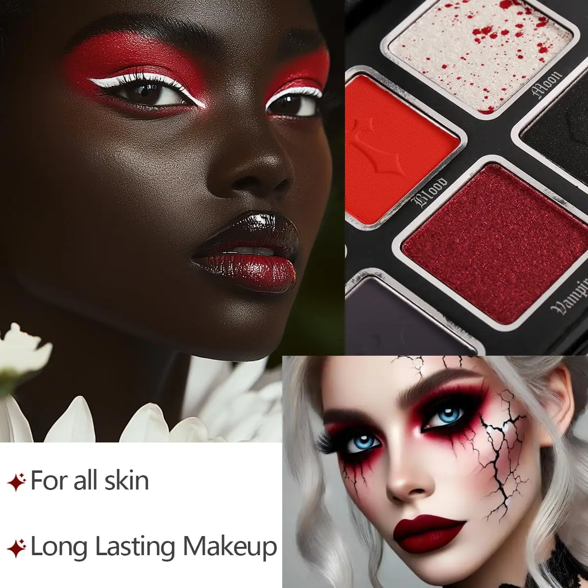 Afflano Eyeshadow Palette 6 Colors Black Red Goth Dark Smokey Punk High Colors Lasting Clown SFX Eye Makeup view 4